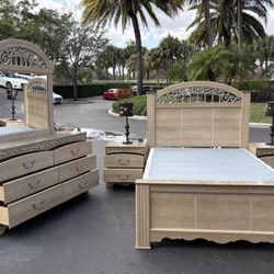 Beautiful Bedroom Set Queen Size Solid Wood Clear Color Like New by Ashley Furniture