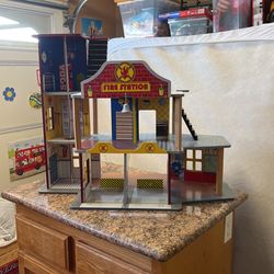 KidKraft Wood Firehouse And Accessories 