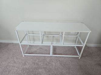 White Metal Shelving Unit Console Table