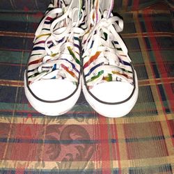 Converse CTAS Hi Youth Junior Size 3 Zebra Multicolor Shoes 667600F  Rainbow