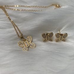 Set Butterfly Gold Plated. Set Mariposas Oro Laminado