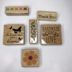 Assorted Wood Block Rubber Stamp Set