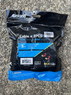 Inland HDMI Male to HDMI Male High Speed Cables with Ethernet (3-pack) 3 ft. - Black