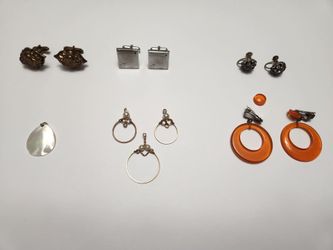 Vintage Jewelry,  cuff links, earrings, pieces. All for $5
