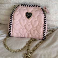 Betsey Johnson Pink Y2K Purse With Gold Chain Strap