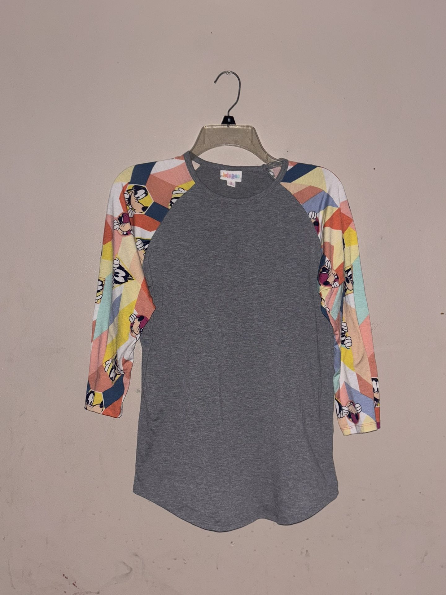 Lularoe 3/4 Baseball Tee With Multicolor Disney Sleeves