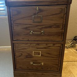 2-Drawer Solid Oak File Cabinet