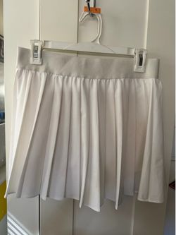 White Pleated Sports Skirt with Built-in Shorts – Size M – $10