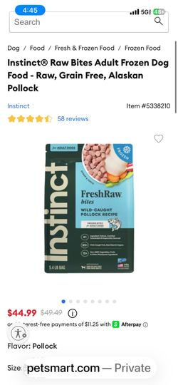 Instinct® Raw Bites Adult Frozen Dog Food - Raw, Grain Free, Alaskan Pollock