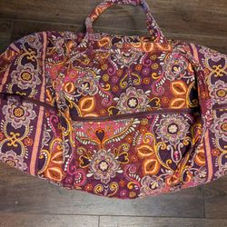 Vera Bradley Duffle Bag, Out Of Spring Fabric Design Great Condition 