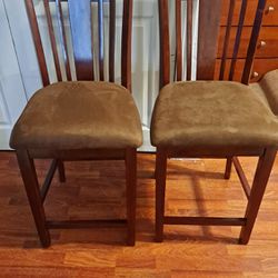 Wood & Suede Counter Height Chair/Stool Set