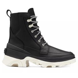 Sorel Brex Boot Lace Waterproof Boots Womens 8.5 Black White New