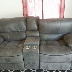 Power Console Loveseat in Steel Gray