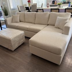 Cream Sectional With Free Ottoman ‼️different Colors Available 