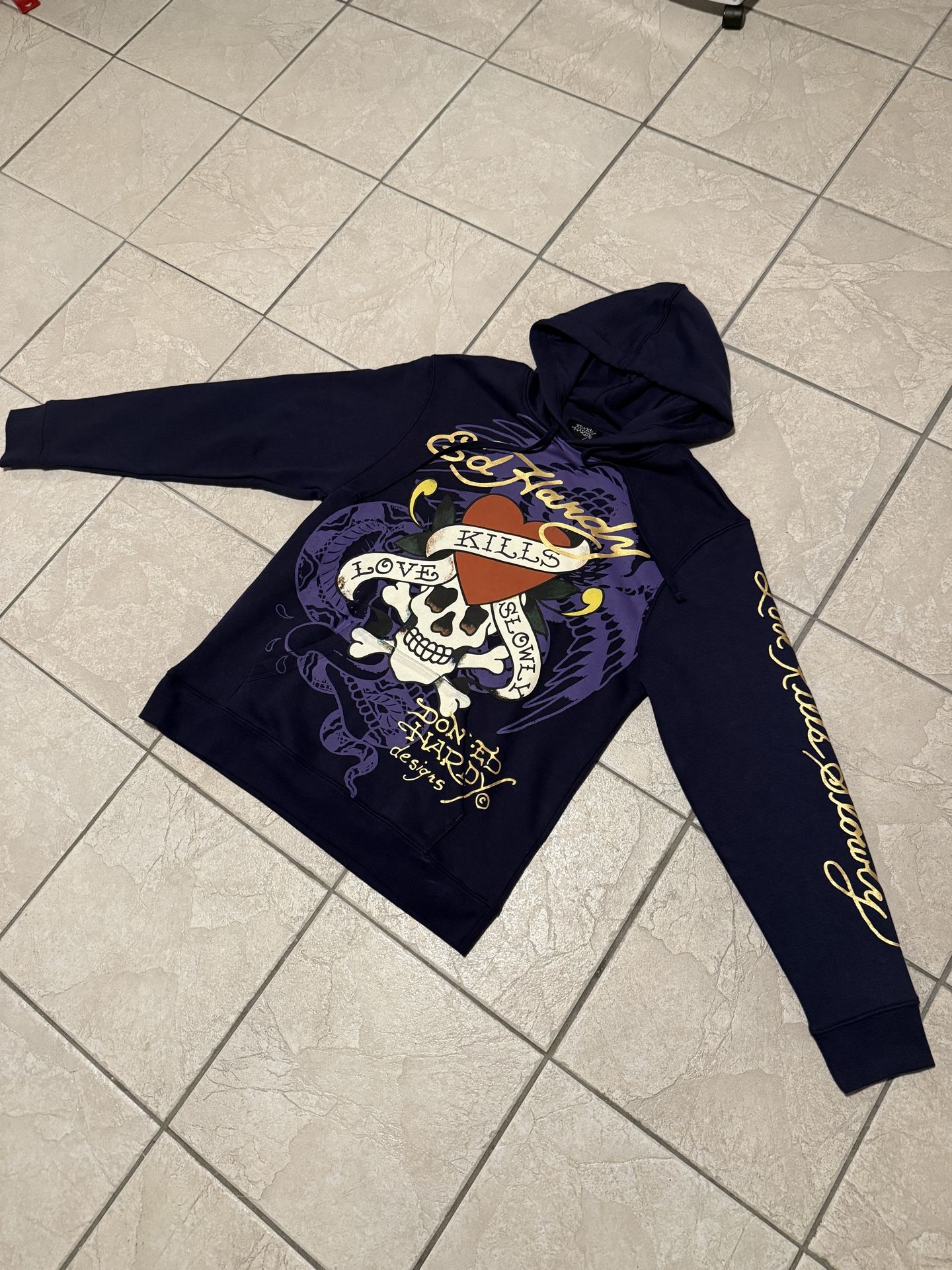 Authentic Ed Hardy hoodie Dark Purple