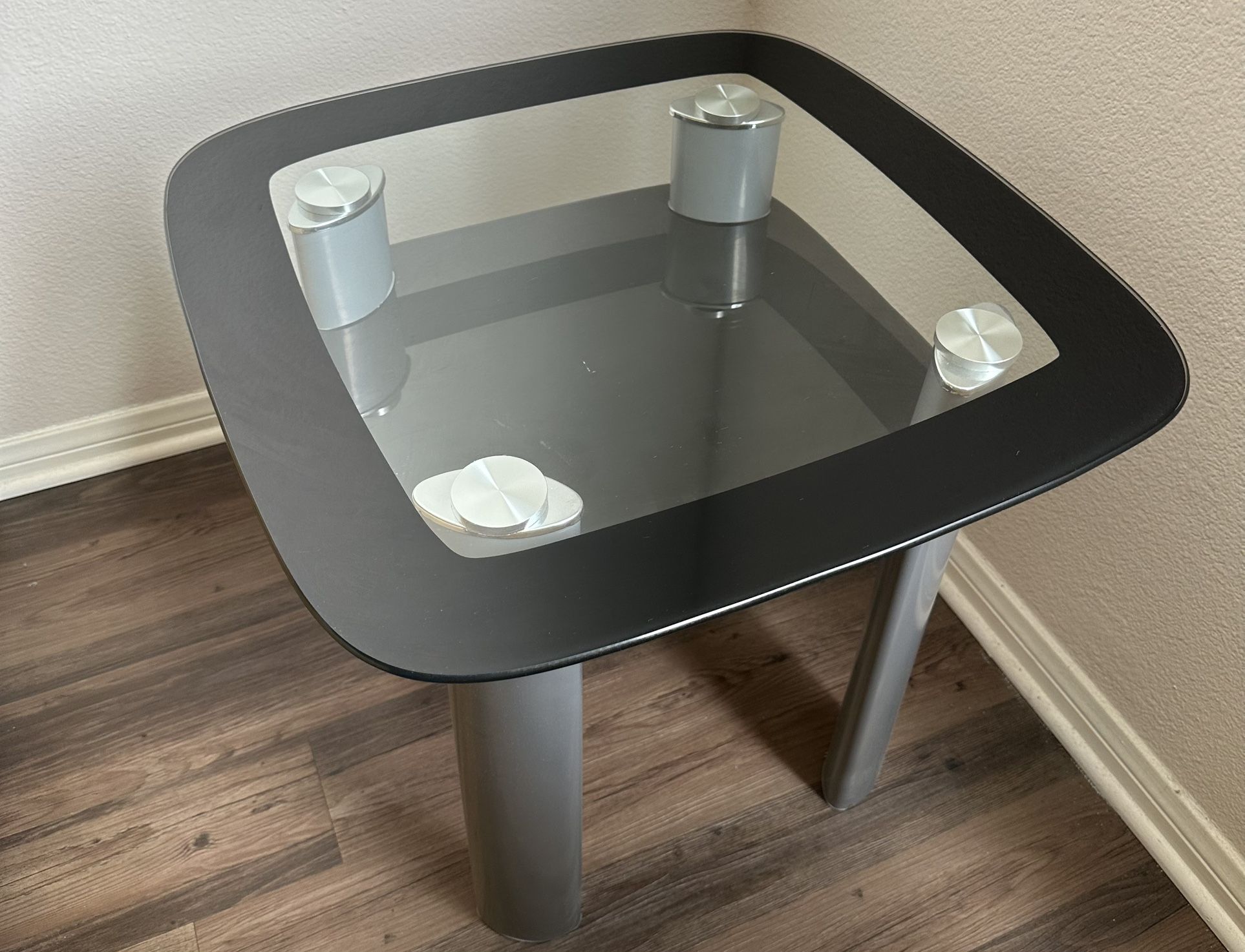 2 Modern Glass/metal Side Table