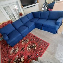 Navy Blue Fabric Sofa SET
