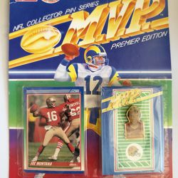 Joe Montana collectible set is the 1990 NFL Collector Pin Series: MVP Premier Edition