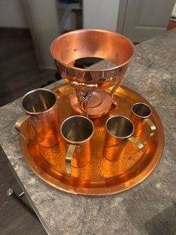 Vintage Princess House Copper Brass Tea Carafe Warmer With Measuring Cups