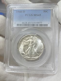 1946 D Walking Liberty Half Dollar Silver Coin PCGS MS 65