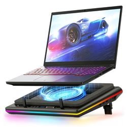 llano V12 Gaming Laptop Cooling Pad, RGB Laptop Cooler, Laptop Cooling Fan Stand with 5.5 Inch Powerful Turbofan, for 15.6-19in Laptop, Adjustable Spe