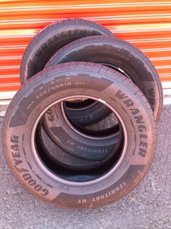 3 new 265 65 R 18” Goodyear wrangler HT Territory $125 ea. all three $325