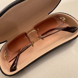 Y2K Glasses Brown Muave Ombré Brown Rimless 90’s Vibes Glasses With Hard Case Included ! 