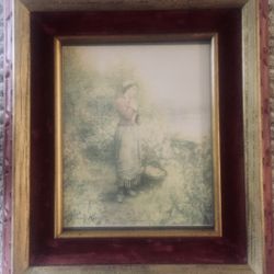 19th Century Artist Daniel Ridgway Knight of  Paris Framed,Signed Print Julia On The Terrace 14" x 16"