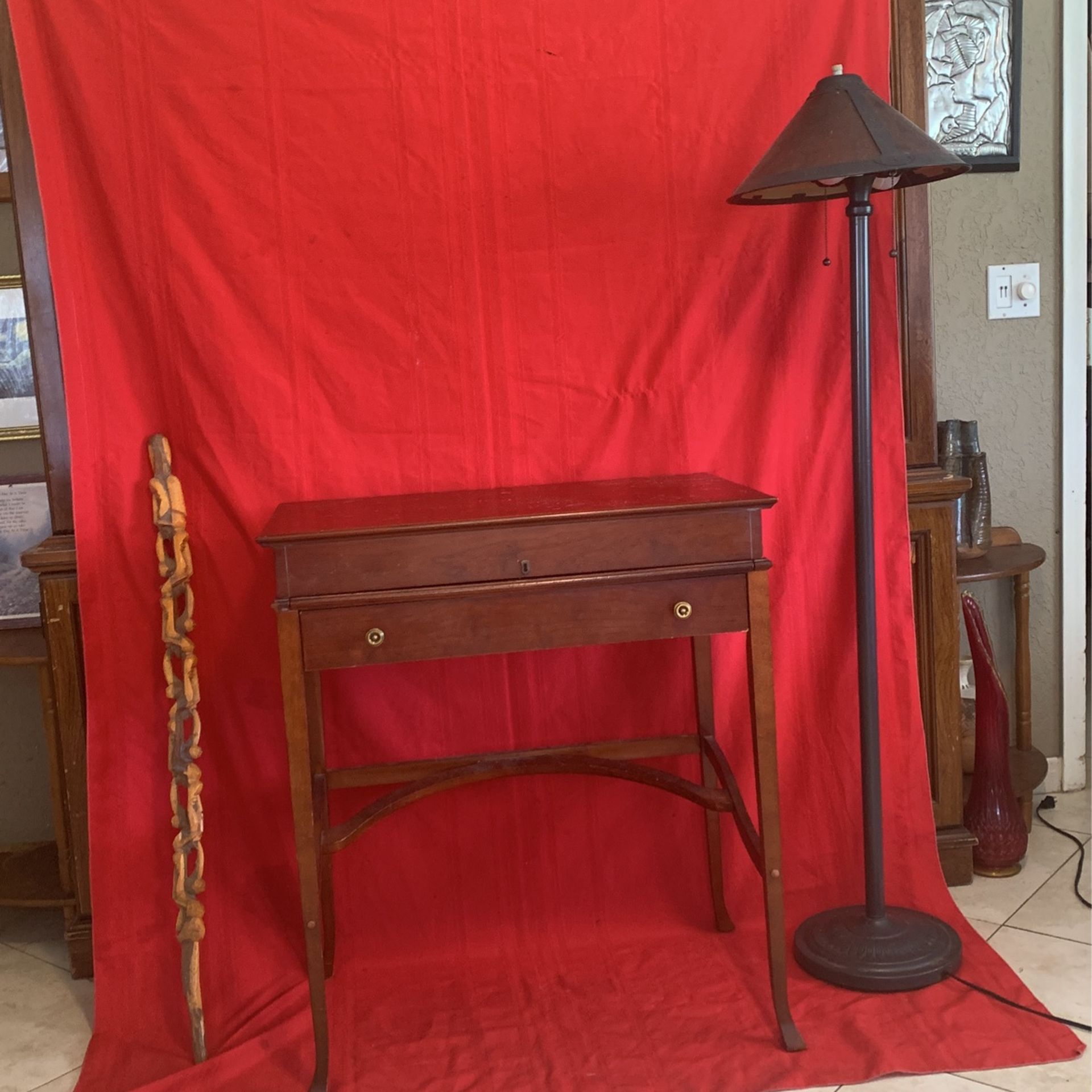 Secretary Desk,  And Reproduction Tiffany Lamp!