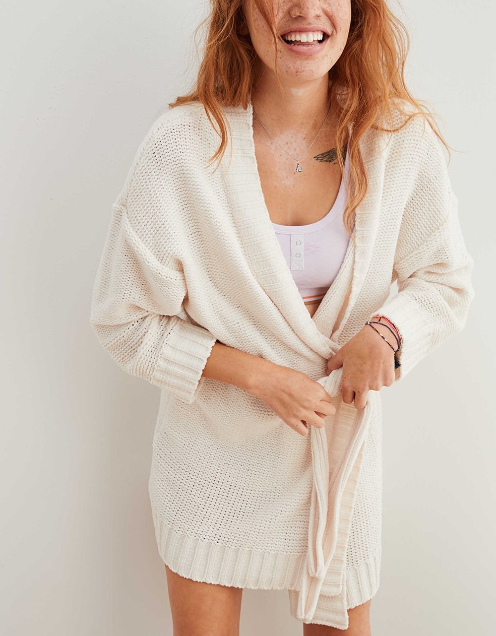 Aerie Oversized Chenille Belted Cardigan 