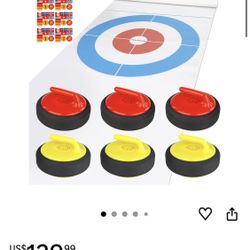 HearthSong Curling Zone - Battery-Operated Floating Curling Game for Indoors - Fun Family Game for Kids and Adults - Includes 6 Curling Stones and Flo