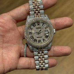 high craftsmanship Rolex two tone Date Just moissanite watch , Diamond tester approved