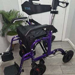 ELENKER All-Terrain 2 in 1 Rollator Walker & Transport Chair