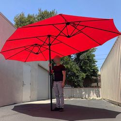 (NEW) $95 Large 15 FT Double Sided Umbrella Outdoor Patio Garden Yard (Weight base not included)