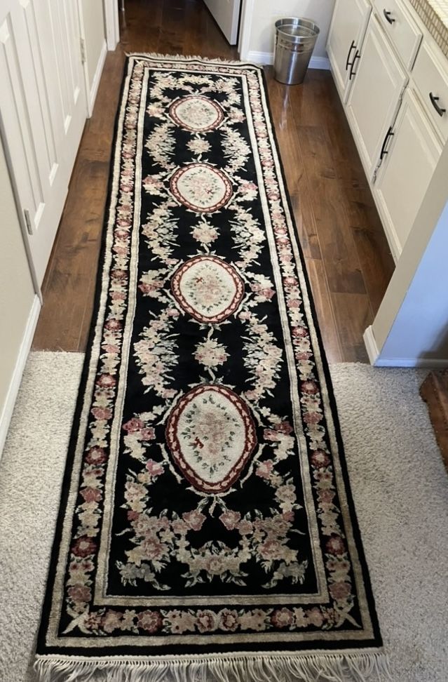Vintage Chinese silk runner rug