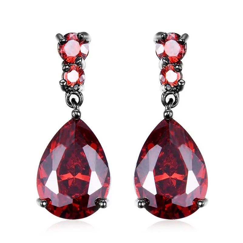 925 Sterling, Silver red ruby gemstone earrings