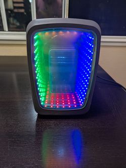 Frigidaire Mini Desk Can Fridge with RGB LED Lights and Infinity Mirror