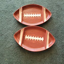 Set Of 2 Football Tray Serving Plates
