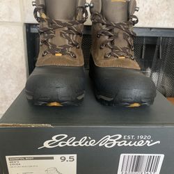 New! Eddie Bauer Men’s Size 9.5 Hiking Snow Trail Boots WeatherEdge Waterproof Breathable Membrane ThermaFill Insulation Cocoa Brown