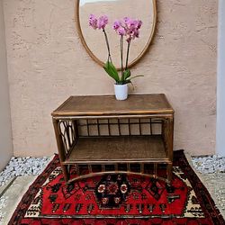 Vintage rattan bamboo British Colonial style console table tv stand bar cart etc
