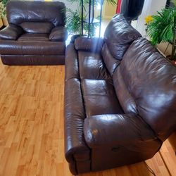 Brown Real Leather Power Reclining Sofa And Chair Set - FREE DELIVERY - $649 🛋 🚚