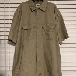 Dickies XL Button Up Kaki Short Sleeve