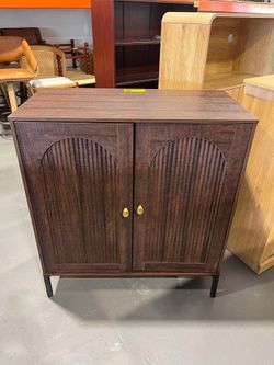 Modern Buffet Cabinet with Storage, 34" Tall Fluted Arched Sideboard Cabinet w/Adjustable Shelves, Wooden Modular Coffee Bar for Dining Room, Kitchen,