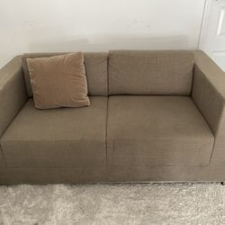 Brown fabric loveseat sofa – good condition