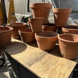 11 Used Terra-Cotta Flower Pots Outdoor Gardening Pots