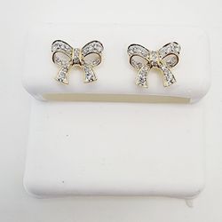 14k Gold Diamond Box Screwback Earrings