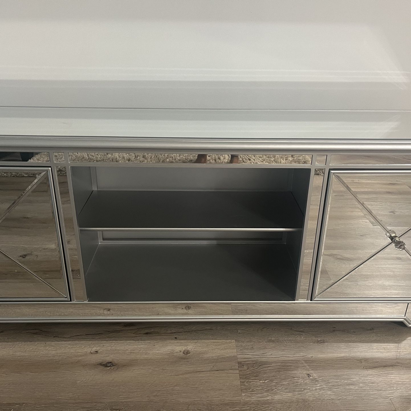 mirrored tv stand