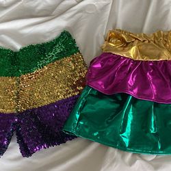 Mardi Gras skirt and shorts