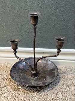 Vintage Sheffieldd Silver Co. Silverplate 3 Arm Candle Holder Centerpiece