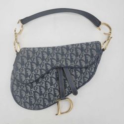 Dior Saddle Bag Trotter Pattern CD Logo Navy Stitch One Shoulder Bag